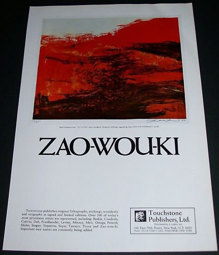 1969 Zao-Wou-Ki Red Composition Advert Vintage 1969 Art Ad Advertisement