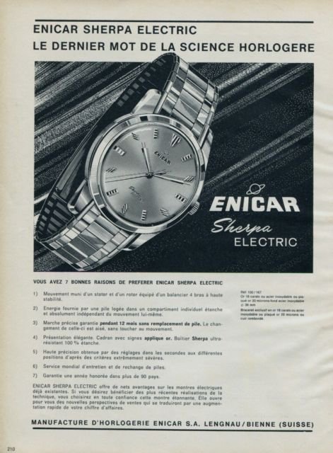 Enicar Watch Company Switzerland 1962 Swiss Ad Suisse Advert Horlogerie Horology