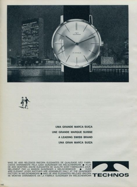 1962 Technos Watch Company Welschenrohr Switzerland 1962 Swiss Ad Suisse Advert Horology Gunzinger