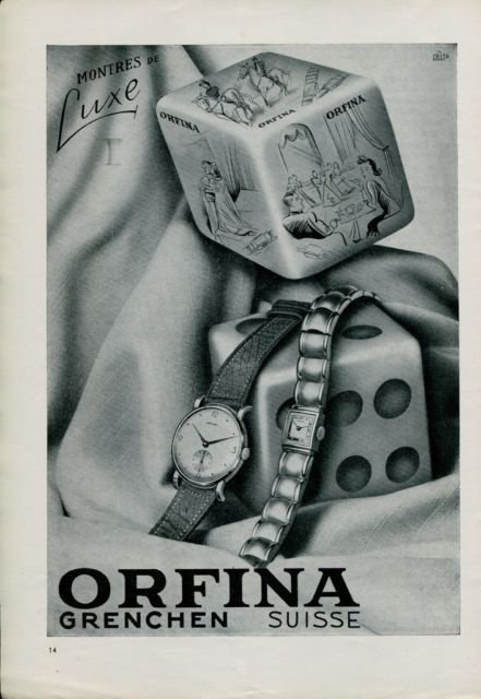 1947 Orfina Watch Company Grenchen Switzerland Vintage 1947 Swiss Ad Suisse Advert
