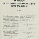 1949 Analysis of Sounds Produced Lever Watch Escapement 1949 Swiss Magazine Article by L Defossez