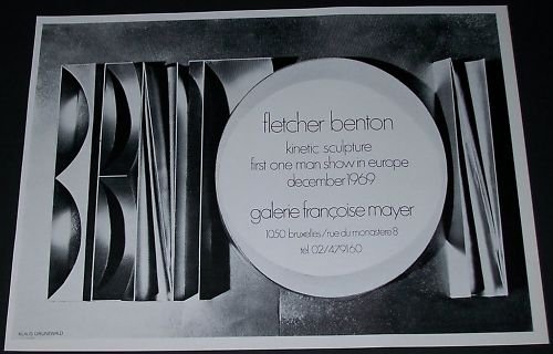 Fletcher Benton Vintage 1969 Art Exhibition Ad Galerie Francoise Mayer, Bruxelles