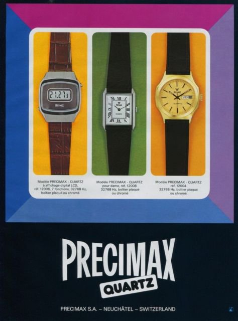 1977 Precimax Watch Company Neuchatel Switzerland Vintage 1977 Swiss Ad Suisse Advert