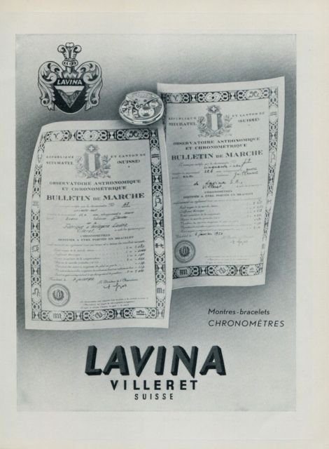 1951 Lavina Watch Company Villeret Switzerland Vintage 1951 Swiss Ad Suisse Advert Horology