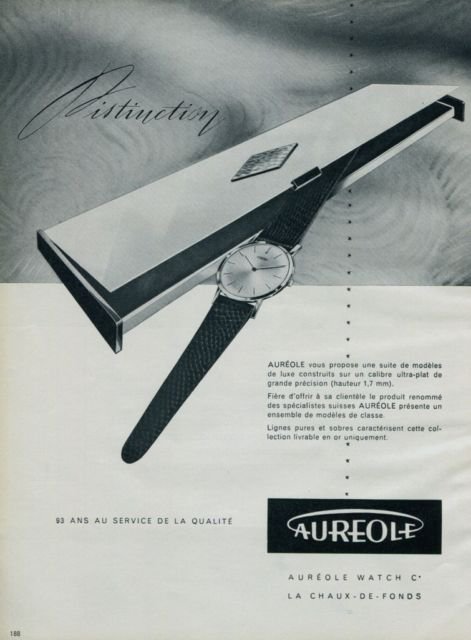 Aureole Watch Company Switzerland Vintage 1962 Swiss Ad Suisse Advert Horlogerie