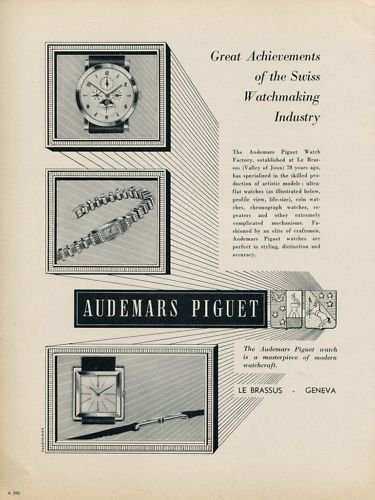 Audemars Piguet Watch Company Vintage 1953 Swiss Ad Switzerland Suisse Advert