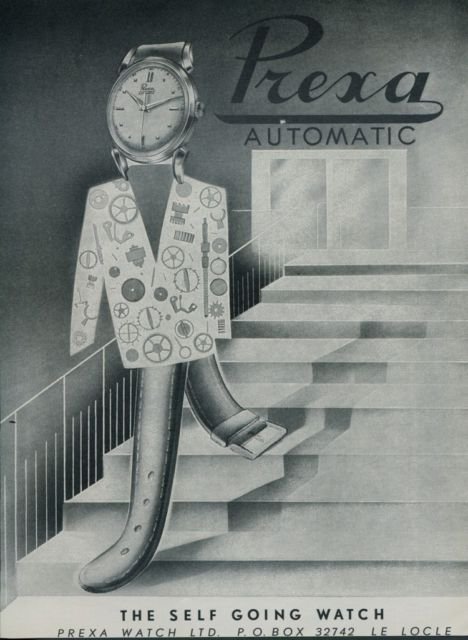 1951 Prexa Watch Company Le Locle Switzerland Vintage 1951 Swiss Ad Suisse Advert Horology