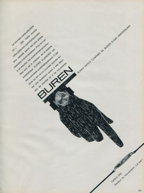 Buren Watch Company Switzerland 1962 Swiss Ad Suisse Advert Horlogerie Horology