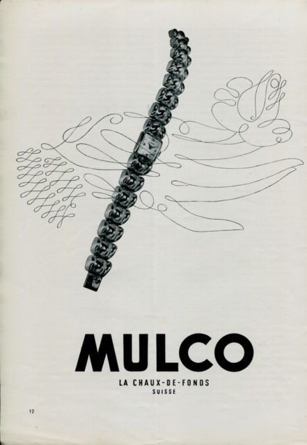 Mulco Watch Company Switzerland Vintage 1947 Swiss Ad Suisse Advert Horlogerie