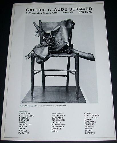 1969 Sculptor Manzu Vintage 1969 Art Ad Advert Claude Bernard Paris