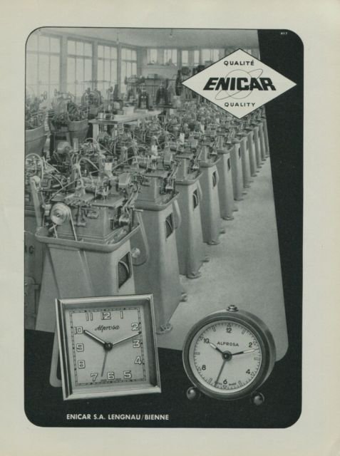 1949 Enicar Clock Company Switzerland Vintage 1949 Swiss Ad Suisse Advert Alprosa