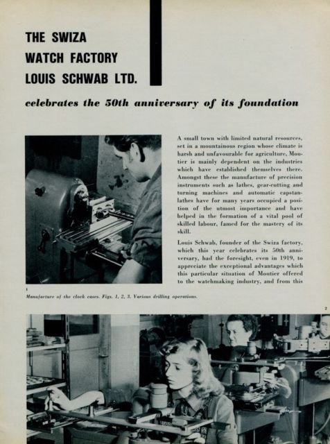 1954 Swiza Watch Company 50th Anniversary Vintage 1954 Swiss Magazine Article Louis Schwab Ltd.