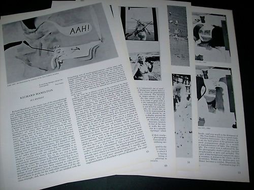 1970 Richard Hamilton Vintage 1970 Art Magazine Article by R. C. Kennedy