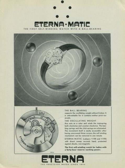 1949 Eterna Watch Company Eterna Matic 1949 Swiss Ad Switzerland Suisse Advert