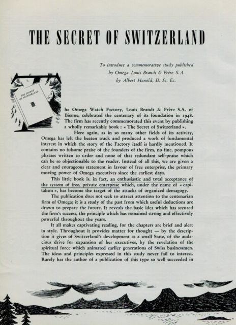 The Secret of Switzerland Omega Watch Company 1950 Swiss Magazine Clipping