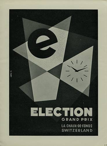 Election Watch Company Vintage 1956 Swiss Ad La Chaux-de-Fonds Switzerland Suisse Advert