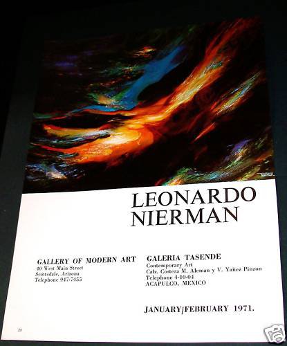 1971 Leonardo Nierman Vintage 1971 Art Exhibition Ad Galeria Tasende Acapulco, Mexico