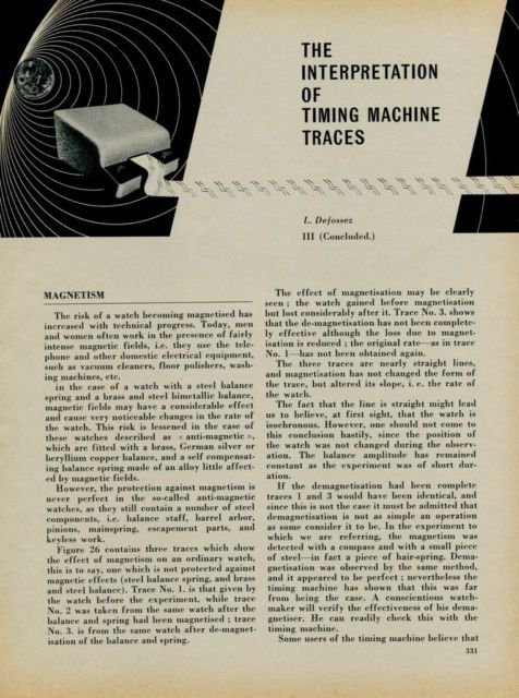 L. Defossez - The Interpretation of Timing Machine Traces, Part III 1954 Swiss Magazine Article