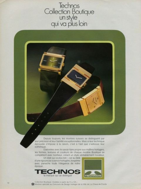 1976 Technos Watch Company Switzerland Vintage 1976 Swiss Ad Suisse Advert Horology