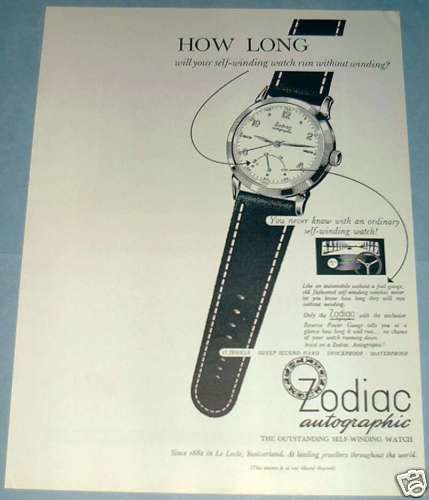 1951 Zodiac Watch Company Le Locle Switzerland 1951 Swiss Ad Suisse Advert