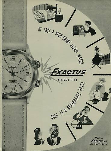 Exactus Watch Company Vintage 1956 Swiss Ad Neuchatel Switzerland Suisse Advert