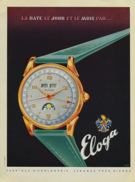 Eloga Watch Company Switzerland Vintage 1949 Swiss Ad Suisse Advert Horology