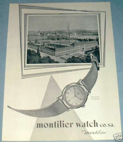 1951 Montilier Watch Company Switzerland Vintage 1951 Swiss Ad Suisse Advert Horology
