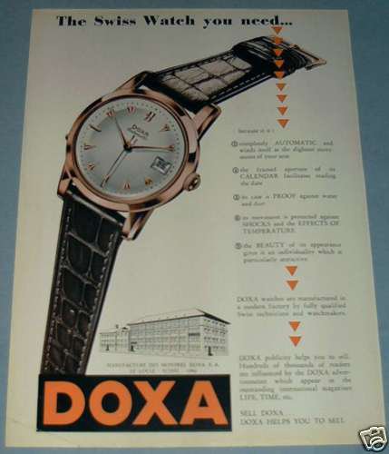1955 Doxa Watch Company Vintage 1955 Swiss Ad Suisse Advert Le Locle Switzerland Horlogerie