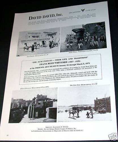 Frank Reed Whiteside Zuni Indians 1971 Art Exhibition Ad