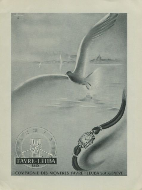 1949 Favre-Leuba Watch Company Switzerland Vintage 1949 Swiss Ad Suisse Advert
