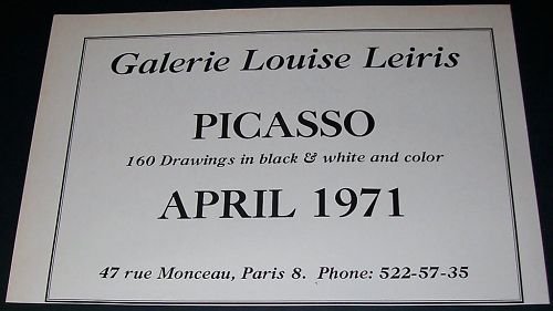 Pablo Picasso Vintage 1971 Paris Art Exhibition Ad Advert Galerie Louise Leiris