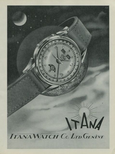 1949 Itana Watch Company Geneva Switzerland Vintage 1949 Swiss Ad Suisse Advert