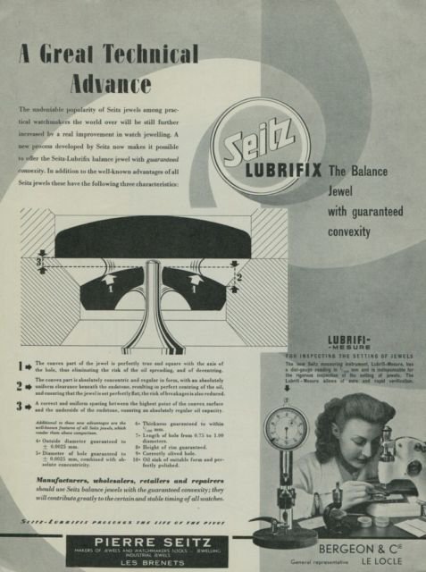 1949 Seitz Lubrifix Company Switzerland Vintage 1949 Swiss Ad Suisse Advert Horology