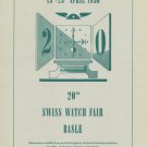 20th Swiss Watch Fair Basle Switzerland April 1950 Original Vintage Swiss Ad