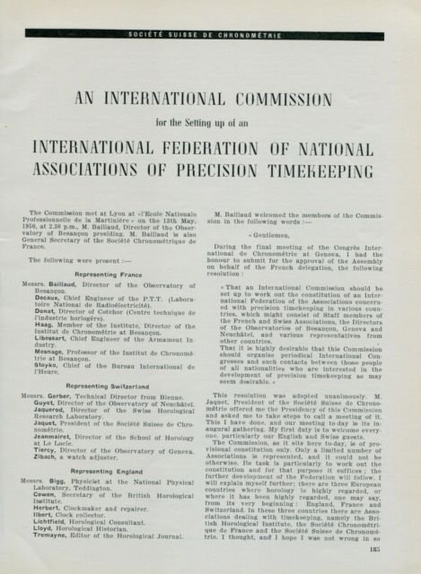 1950 International Federation of Precision Timekeeping 1950 Swiss Magazine Article