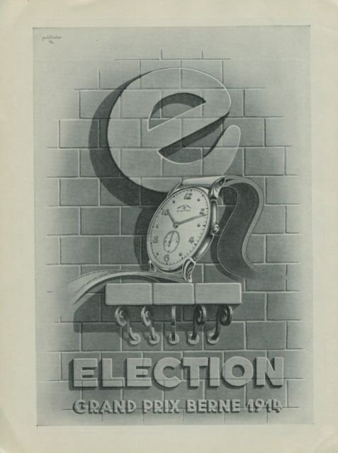Election Watch Company Switzerland Vintage 1949 Swiss Ad Suisse Advert