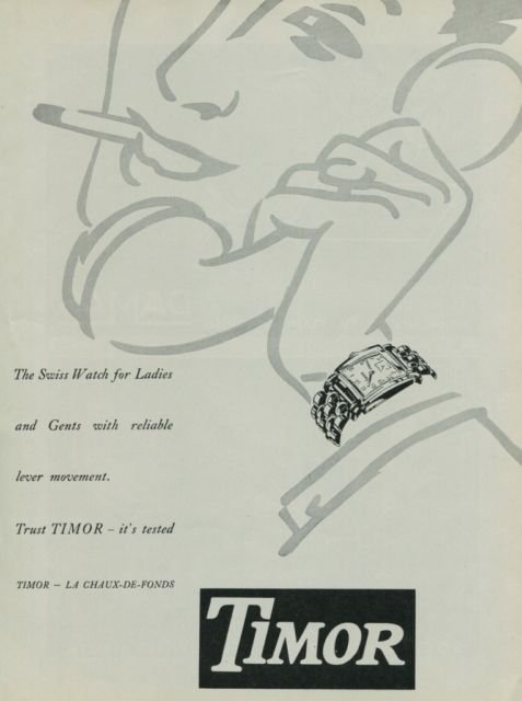 1949 Timor Watch Company La Chaux-de-Fonds Switzerland 1949 Swiss Ad Suisse Advert