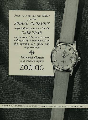 1956 Zodiac Watch Company Calame & Cie Switzerland Vintage 1956 Swiss Ad Suisse Advert