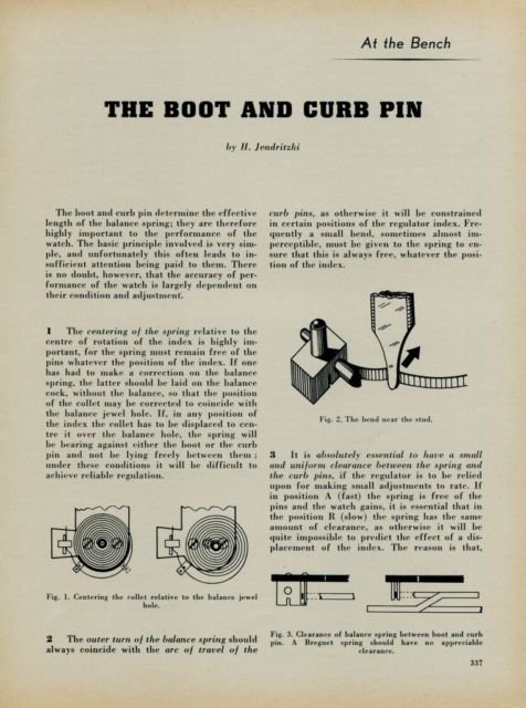 1954 The Boot and Curb Pin by H. Jendritzki 1954 Swiss Magazine Article Horology