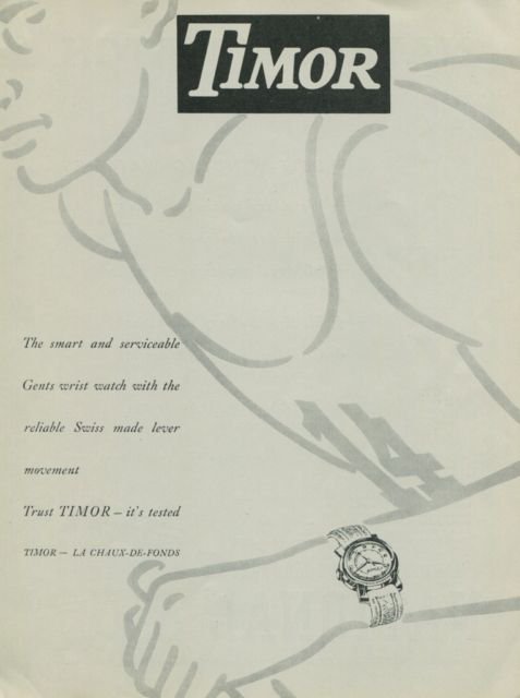1949 Timor Watch Company Switzerland Vintage 1949 Swiss Ad Suisse Advert Horlogerie Horology