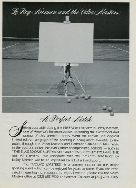 LeRoy Neiman Volvo Masters Tennis Advert 1983 Art Ad Advertisement