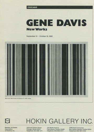 Gene Davis 1980 Art Exhibition Ad Black Jack Hokin Gallery, Chicago
