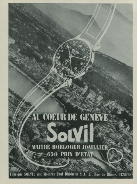 1949 Solvil Watch Company Switzerland Vintage 1949 Swiss Ad Suisse Advert