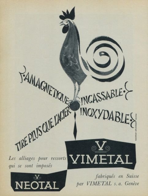 Vimetal Neotal Company Geneva Switzerland Vintage 1959 Swiss Ad Suisse Advert Horlogerie Horology