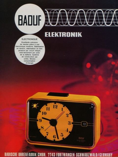 Baduf Badische Uhrenfabrik GmbH Clock Company Germany 1973 Swiss Ad Suisse Advert