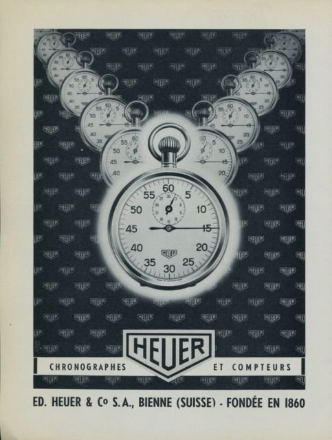 1956 Heuer Watch Company Switzerland Vintage 1956 Swiss Ad Suisse Advert Horology Horlogerie