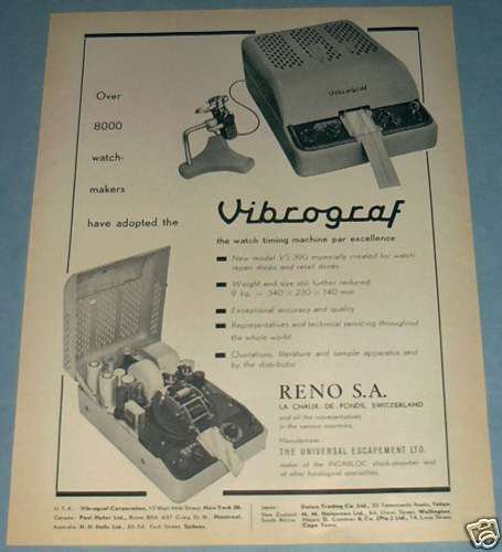 1955 Vibrograf Company Switzerland Vintage 1955 Swiss Ad Suisse Advert Horlogerie Horology