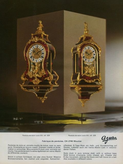 Azura Clock Company Switzerland Vintage 1973 Swiss Ad Suisse Advert Horlogerie