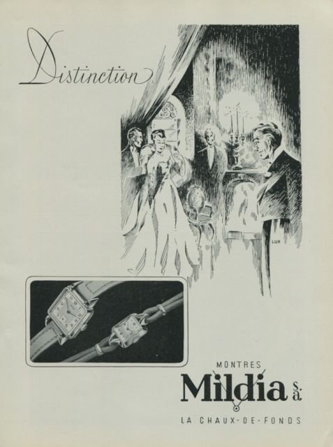 1949 Mildia Watch Company La Chaux-de-Fonds Switzerland Vintage 1949 Swiss Ad Suisse Advert