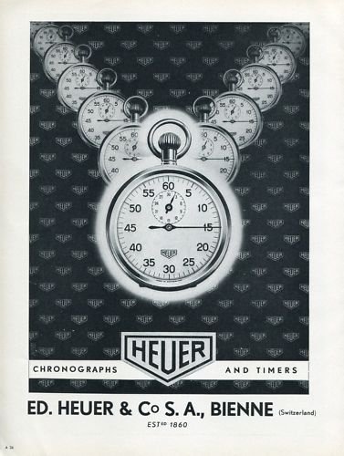 Heuer Watch Company Bienne Vintage 1956 Swiss Ad Suisse Advert Switzerland Horology